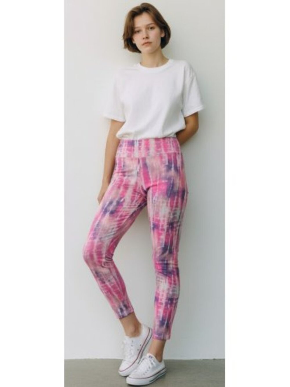 JUSTICE Pink Tie Dye Print Full Length Leggings Girls Size 12